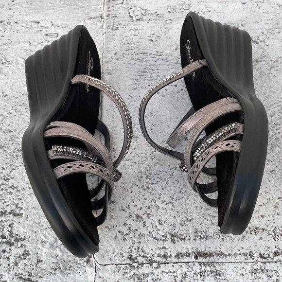 Sketchers Women Sandal Memory Foam Strappy Heel Shoes Size 11 - Picture 9 of 10